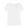 Camiseta de Manga Corta con Cuello Redondo Grande para Mujer, Top Versátil Casual, Top Sencillo y de Moda de Manga Corta Ajustado para Mujer, Verano