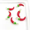 Pendente Divertido Fruta Romã Pimenta com Gotejamento de Óleo Acessórios para Colar Pulseira DIY Feito à Mão Pingente para Bolsa Estilo Pastoral