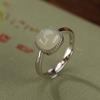 Anillo de plata de ley S925 con diseño de ciervo, diseño de moda, con diseño de jade blanco y jade hetiano, cuadrado y temperamento simple.