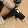 Guantes de terciopelo de moda color liso calefacción a prueba de frío guantes de medio dedo de doble cara cálidos de invierno para exteriores con dedos abiertos mismo estilo para hombres y mujeres