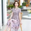 Vestido de Verão para Mãe de Meia-Idade 2025 Novo Estilo Anos 50 60 Elegante Roupa para Mulheres de Meia-Idade e Idosas Saia Chique com Temperamento