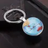 Chaveiro pingente padrão globo terrestre pedra preciosa do tempo pingente criativo bola de cristal de vidro acessório de chaveiro