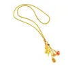 Collar de Calabaza de la Fortuna con Pez Koi de Moneda de Oro que Conserva el Color Cadena para Suéter Nuevo Estilo Chino Cadena de Cuerda Trenzada Hecha a Mano para Mujeres