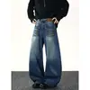 Jeans Novo Masculino Primavera e Outono 2025 com Bolsos Bordados Estilo Americano, Comprimento Total, Perna Larga, Calça Versátil