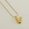 Venta Caliente Transfronteriza 26 Collares en Inglés A-Z Letra Gruesa Cadena de Serpiente Redonda Chapado en Cobre Oro de 18K Colgante de Letra Burbuja para Mujer