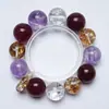 Pulsera de Cristal con Carpa de Lámina de Oro Natural Yangliuyiyi para Mujer, Pulsera Versátil de Cristal de Fresa Lavanda al por Mayor