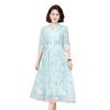 Vestido de Verano para Madre Vestido de Manga Corta 2025 Nuevo Vestido Elegante Noble y Amplio de Verano para Mujeres de Mediana Edad y Mayores Falda de Gasa