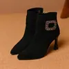 Botas de Cano Curto Versáteis com Acabamento Fosco Vintage e Forro de Lã para Mulheres, Novidade Inverno 2026 Estilo Francês Botas Martin com Salto Fino da Moda para Mulheres