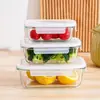 Fiambrera de Vidrio que se Puede Calentar en Microondas, Adecuada para Oficinistas para Llevar sus Comidas, con Tapa y Compartimentos Separados para Evitar la Transferencia de Olores