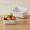 Cesta de Drenaje de Doble Capa para Cocina, Palangana para Lavar Verduras, Palangana para Drenar Verduras y Frutas, Cesta Filtro de Agua, Cesta Artefacto para Lavar Verduras, PET Penetrante