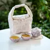 Juego de Té Kung Fu Camelia y Glicinia Pintado a Mano, Cerámica de Lujo Ligero Gaiwan y Tazas de Té, Práctico Set de Viaje para Preparar Té