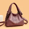 Bolso de Mano Nuevo para Mujer 2023 Bolso de Hombro de Lujo de Cuero Suave Color Sólido Retro Gran Capacidad Bolso para Mamá