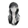 Disfraz de Halloween más vendido transfronterizo, fiesta de cosplay, peluca en capas negra y roja/blanca y negra, cabello largo liso, estilo europeo y americano