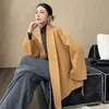 Abrigo de doble cara de lana pura, nuevo estilo otoño/invierno para mujer, de longitud media, con cierre de cinturón, estilo coreano, versátil y moderno