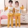 Pijamas de niña, primavera y otoño, jersey de cuello redondo con dibujos animados, ropa de casa de manga larga, traje para niños y niñas, ropa de casa