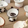 Cuenco de Cerámica para Gato, Cuenco para Comida de Perro, Cuenco Antideslizante con Borde Inclinado, Previene el Acné Felino, Antiderrames, Lindo Cuenco para Gato, Protege la Columna Cervical, Uso en Mesa