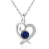Collar de Corazón de Plata de Ley S925 con Doce Piedras de Nacimiento Europeo y Americano Transfronterizo Moda para Mujer Estilo Ins de Amazon Colgante Versátil