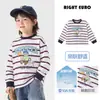 Camiseta de Manga Larga para Niños Europeos Derecha Rayas Ropa de Otoño 2026 Nueva Ropa para Niños Niños Bebé Niño Pequeño Estilo Primavera Otoño Moderno