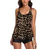 Venta Caliente Europea y Americana Traje de Baño de Tallas Grandes con Abertura para Mujer Traje de Baño Camisola Transfronterizo Ángulo Plano Traje de Baño Tankini Traje de Baño Holgado con Estampado