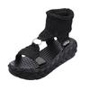 Transfronterizo Nuevo talla grande Suela gruesa Ligeras Pantuflas tejidas Zapatos de mujer Nuevo Europeo y americano Casual Lana Punta redonda Sandalias romanas