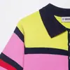 Venda Quente Internacional Aliexpress Nova Coleção Primavera 2026 Roupas Femininas Camisa Polo de Tricô Listrada Estilosa 3653015