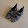 Versión de Piel de Oveja Punta Cuadrada Lazo Zapatos Deportivos de Ballet Correa Cruzada Corte Bajo Retro Zapatos Mary Jane Zapatos Individuales para Mujer