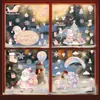 Decoraciones navideñas en colores macarrón, pegatinas electrostáticas para puertas y ventanas de cristal, oso polar, Papá Noel, ambiente de renos