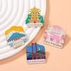 Broche original de Wen Chuang con motivos turísticos de Wuhan, puente del río Yangtze, torre de la grúa amarilla, recuerdo con insignia de aleación con caída de aceite.