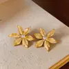 Pendientes de Plata con Baño de Oro Real de 18k, Aguja de Plata, Zirconia, Flor de Gota de Aceite, Pendientes Pequeños Frescos y Dulces, Pendientes con Sensación de Lujo Ligero de Alta Gama
