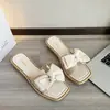 Pantuflas de Verano para Mujer con Lazo, Tacón de Cuña y Diseño Abierto, Versátiles Pantuflas de Playa de Suela Suave para Uso en Exteriores