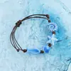 Pulsera de cerámica de Jingdezhen, nueva y que no se decolora, para estudiantes mujeres, pulsera de cuentas de estilo antiguo, pulsera de cerámica fresca y moderna