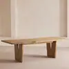 Mesa larga estilo vintage de madera maciza mesa de tablero grande mesa de comedor apartamento B&B color madera maciza mesa de comedor de madera maciza mesa de conferencias estilo Wabi-sabi
