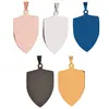 Fabricante Original Etiqueta Cinco Cores em Formato de Escudo Aço Inoxidável Polido Etiqueta Galvanizada Pingente de Colar Tendência