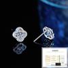 Aretes de Plata Esterlina S925 con Moissanita Micro-Incrustados Brillantes Trébol Clásico de Cuatro Garras Aretes Modernos y Elegantes
