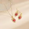 Conjunto de Collar y Pendientes Transfronterizo de Comercio Exterior, Moda de Alta Gama, Cadena para Clavícula Versátil Estilo Coreano de Celebridad de Internet, Joyería de Acero de Titanio al por Mayor