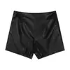 Pantalones Cortos de Cuero PU para Mujer Estilo Hot Girl Capa Base Otoño e Invierno Nueva Ropa Exterior Negro Cintura Alta Corte A Ajustados para Realzar el Trasero