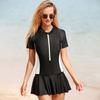 Traje de baño de una pieza para Shabat para mujer, secado rápido, ajustado, elástico, nailon, protección solar, cubre abdomen, cadera conservadora, color sólido, traje de baño de vacaciones