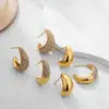 Moda europea y americana diseño de nicho aretes de luna en forma de C de acero inoxidable lujo ligero totalmente incrustados con diamantes de colores aretes de guisante en forma de C