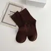 Calcetines color marrón melardo, calcetines holgados para mujer, calcetines de punto fino estilo japonés para otoño e invierno, combinados con zapatos pequeños de cuero, calcetines largos marrones