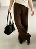 Pantalones de pierna ancha, fluidos, hasta el suelo, de cintura alta, para mujer talla grande, colección otoño 2026, holgados y casuales, diseñados para cubrir las caderas, estilo de pierna recta