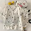 Tiro real de fábrica original serie de algodón nube de verano con cuello en V conjunto de traje de manga corta conjunto de pijama para mujer ropa de casa
