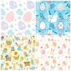 12 Hojas/Paquete Compra Directa Transfronteriza Nuevo Decoración de Huevo de Pascua y Conejo Diario Personalizado Material de Fondo DIY Papel
