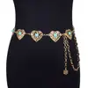 Cinturón Decorativo Nuevo de Verano Metal Hueco Estilo Palacio de Amor Cadena para la Cintura Moda Retro Cadena con Incrustaciones de Turquesa