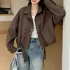 Chaqueta corta de moda estilo coreano con cuello alto para mujer, nueva colección otoño 2026, holgada y casual, top que rejuvenece para figuras petite