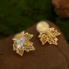 ¡Hoja de Arce Original! Pendientes Nuevos Pendientes Diseño de Nicho Ins Chapado Grueso Oro Real de 18K Circonita Micro-pavimentada Aguja de Plata S925