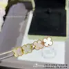 Pendientes Van Cleef Trébol de Cuatro Hojas V Oro Oro Rosa de 18K Ágata Roja Ónice Negro Pendientes de Moda Lujo Ligero Artesanía Fina