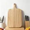 Tábua de corte de madeira maciça de seringueira natural com cabo, tábua de preparação de alimentos para cozinha doméstica, tábua de servir pizza e frutas