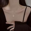 Ins Luxo Acessível Nicho Camada Dupla Diamante Cruz Clavícula Corrente Popular Nova Feminina Tendência Versátil Simples Colar com Pingente