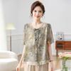 Camisas Casuales de Verano para Mujeres de Mediana Edad, de Manga Corta, Elegantes, Ropa para Madres de Mediana Edad y Mayores, Tops y Camisetas Finos de Estilo Chino que Cubren el Vientre