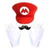 Vestido de Fiesta Super Mario mario estilo rojo y verde sombrero correa barba relleno de algodón guantes extragrandes traje